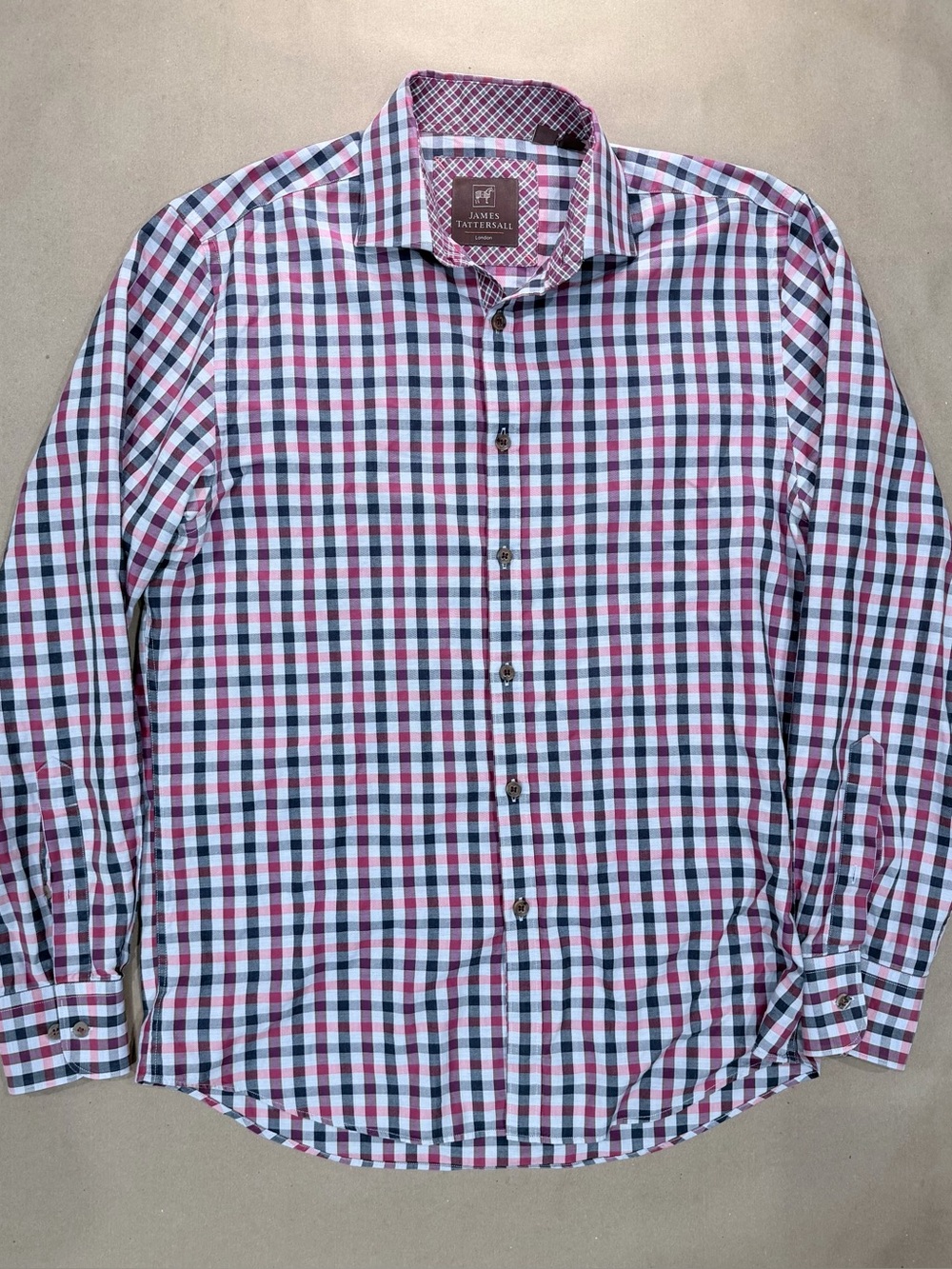 James Tattersall London Plaid Shirt – Men’s M 15.5–16 Cotton Button‑Down